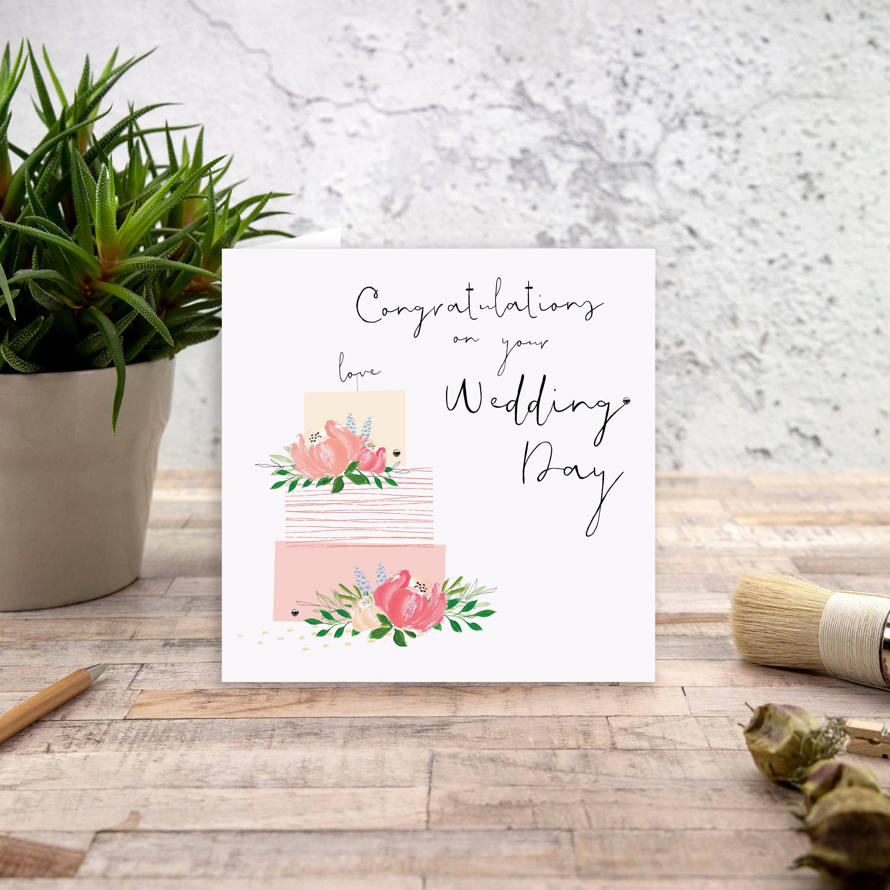 The Handcrafted Card Company – Großhandel Hochzeitskarte – Herzlichen Glückwunsch zu Ihrem Hochzeitstag, handgemachter Gruß #61