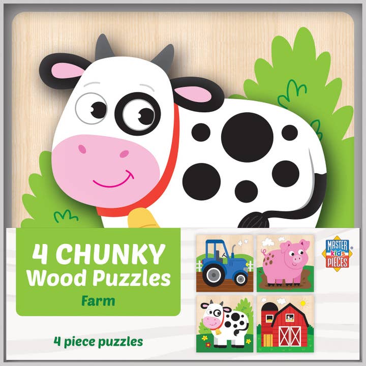 Farm Chunky Wood Puzzles - Kids 4 Pack for wholesale by Masterpieces Puzzles