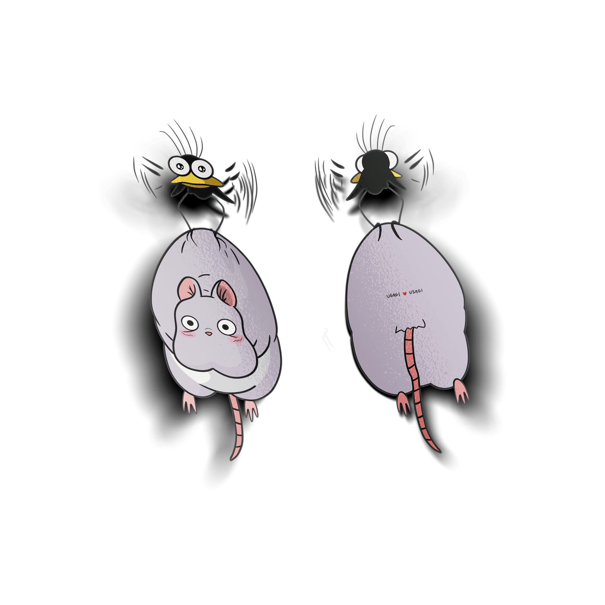 Usagi x Usagi, LLC - Venta al por mayor Pegatina - PEGATINA TRANSPARENTE DE VINILO DE "EL VIAJE DE CHIHIRO" (RATÓN Y PÁJARO)0