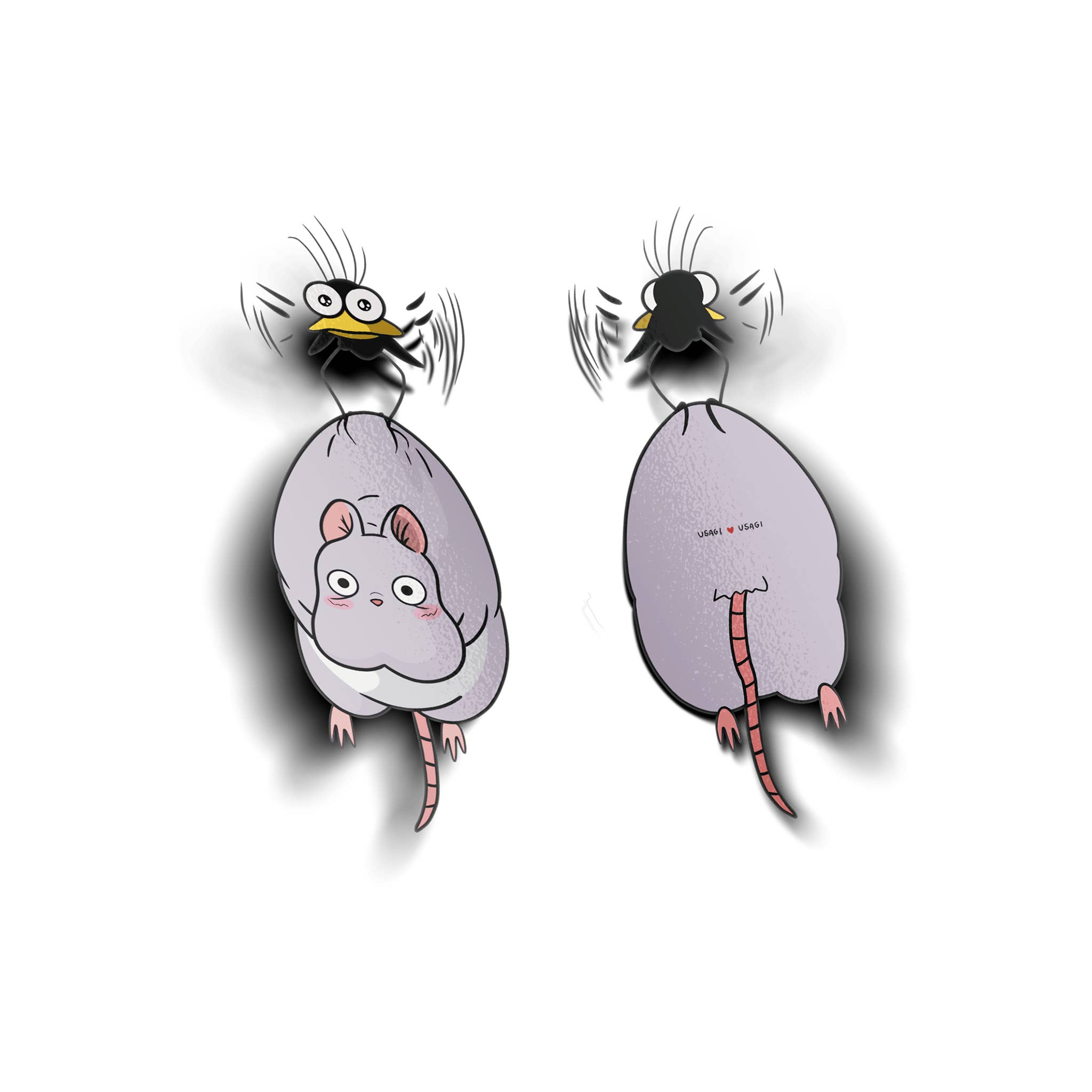 Usagi x Usagi, LLC - Wholesale Sticker - SPIRITED AWAY ( MOUSE & BIRD ) CLEAR VINYL STICKER