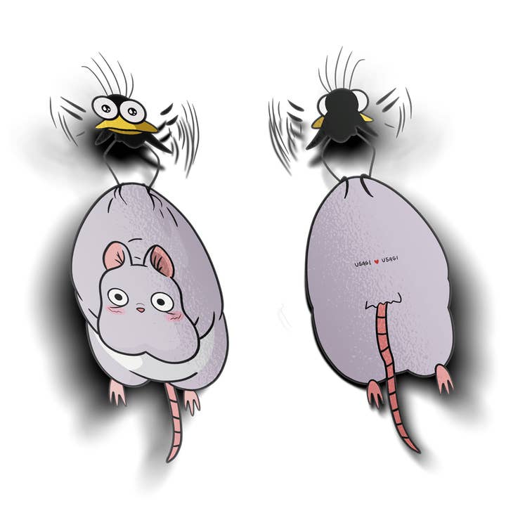 SPIRITED AWAY ( MOUSE & BIRD ) CLEAR VINYL STICKER for wholesale by Usagi x Usagi, LLC