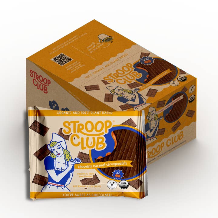 Chocolate Caramel Organic & Plant-based  Stroopwafel 2-pack for wholesale by Stroop Club