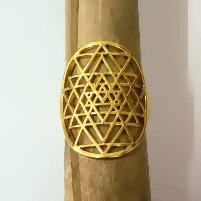KARMA YOGA SHOP - Wholesale Band/Stacked Ring - 925 Silver Sri Yantra Ring17