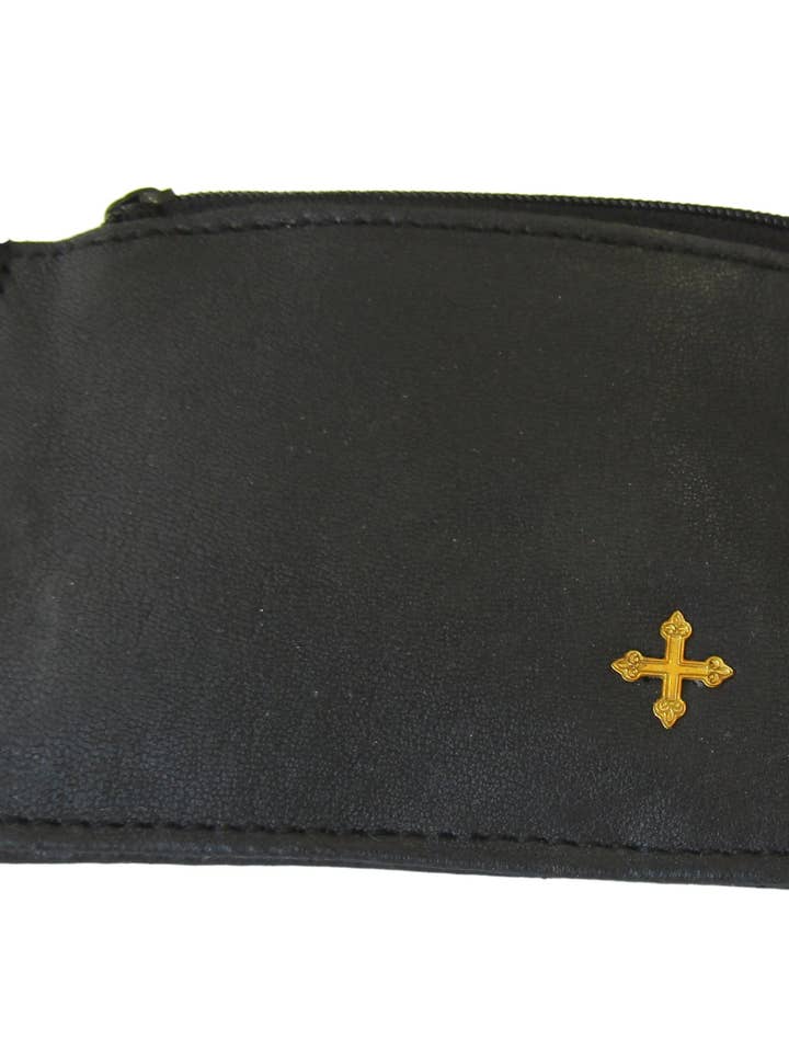 mds#9501/BC Étui en cuir de mouton avec croix en laiton pour chapelet. pour la vente par mds