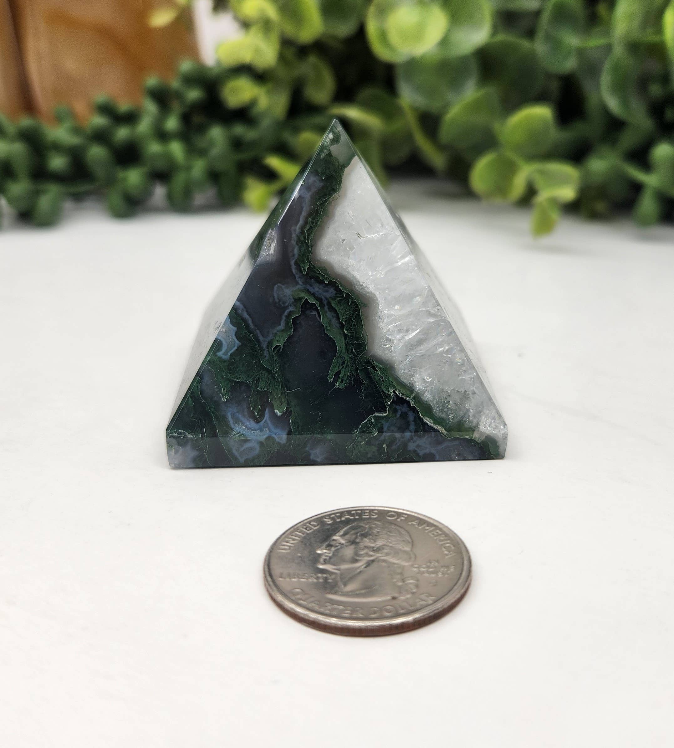 Meraki Gemstones - Wholesale Spiritual Stone/Crystal - Moss Agate Polished Semi-Precious Gemstone Pyramid -5cm3