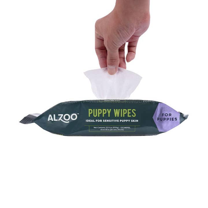 ALZOO Plant-Based Grooming Wipes for Puppies, 100ct for wholesale by ALZOO