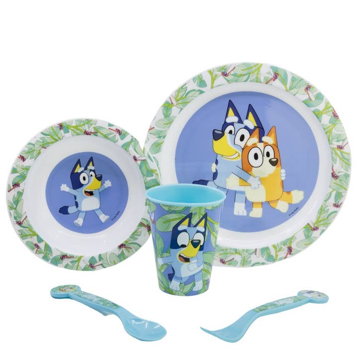 Evidence - Venta al por mayor Conjunto de cubiertos - Niños y bebés - Juego de vajilla de plástico para microondas de 5 piezas de Bluey