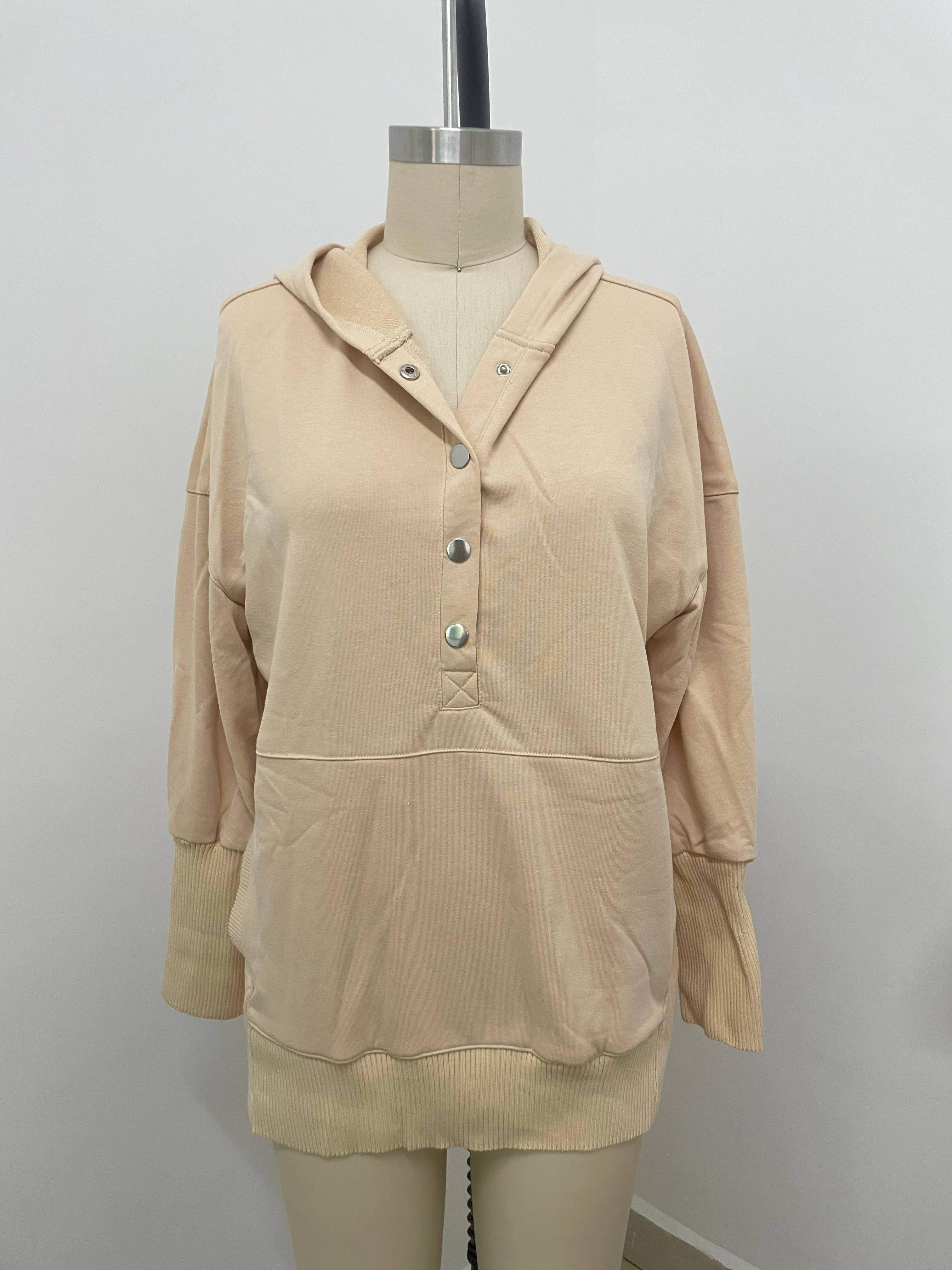 UNISHE – wholesale Hoodie – Women's – Plain Snap Button Oversize Hoodies CY12117