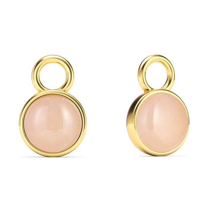 Rund Petite Cabochon Rose Quartz Mix Charms Gul|2-4097-GRQZ for engroshandel hos My Jewellery Story