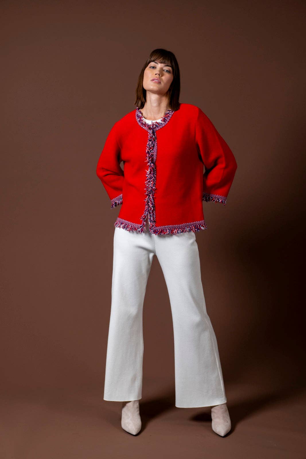 Biana - Wholesale Jacket - Women's - Rita Fringe Jacket ; Red3