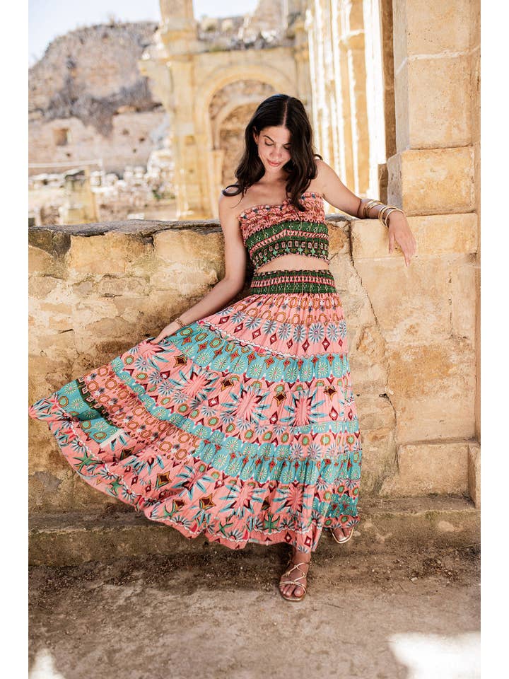 Piti Cuiti - Vendita all'ingrosso Completo top e gonna - Donna - SET GONNA GOA ROSA2