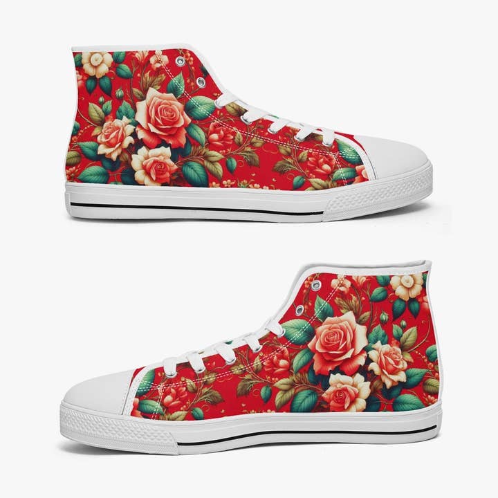 Chaussures montantes en toile Rose et Vigne #1.0 pour la vente par Oh Pote