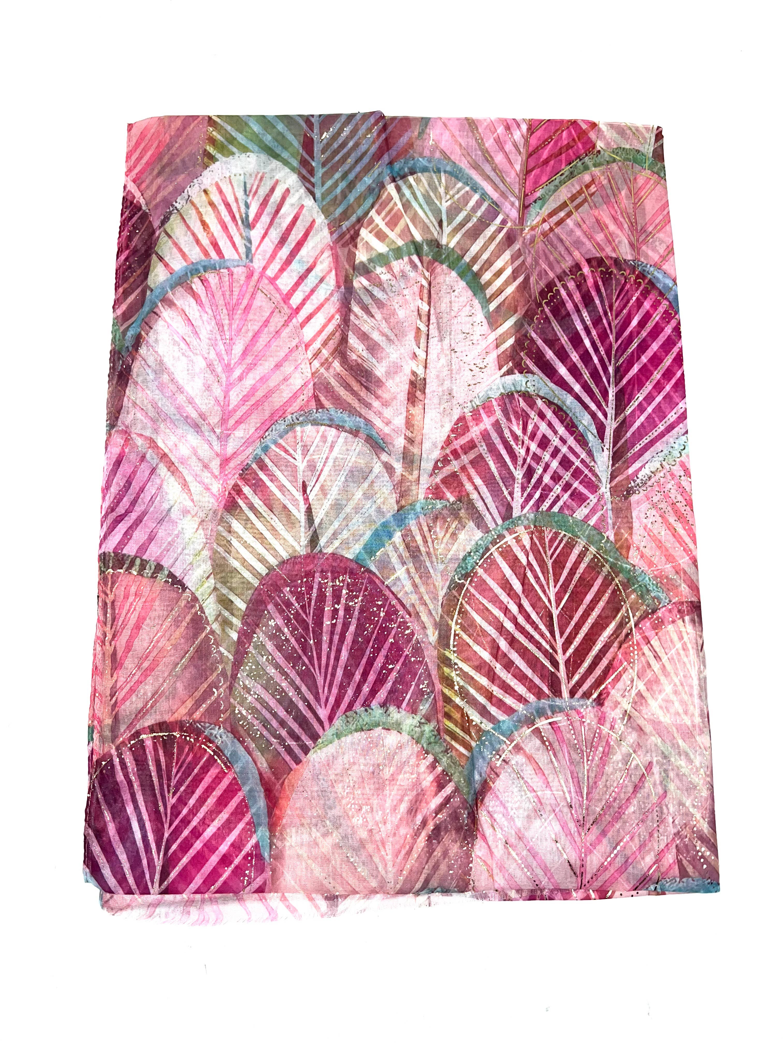 LINETA - Wholesale Head Scarf - Women's - LN-50 Ginkgo pattern scarf with gilding4