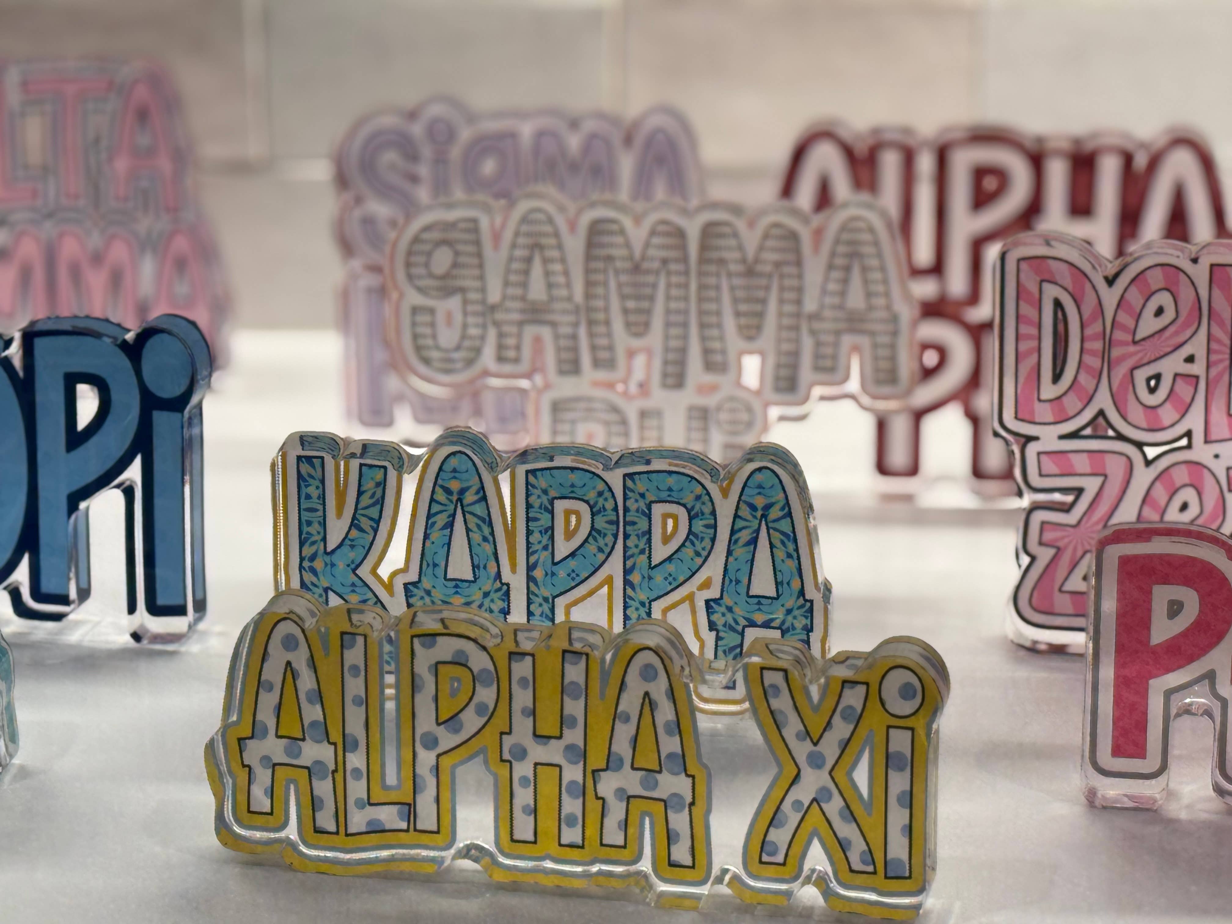 Buttongirl99 - Wholesale Decorative Tabletop Object - Sorority Acrylic Shelfie - 3/4 inch thick6