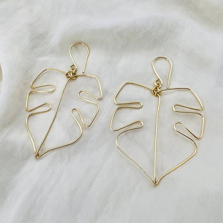 Monstera Earrings for wholesale by Boho Moon Art