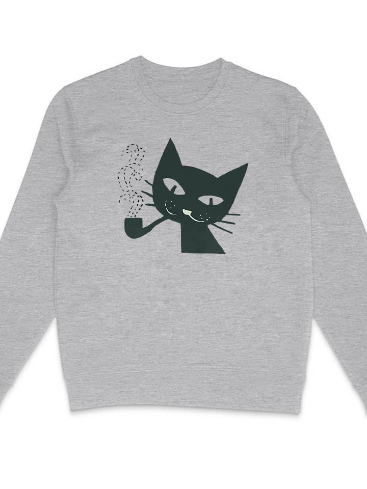 Camisola com design de gato a fumar de caixa de fósforos vintage polaca por atacado de Flashback Shop