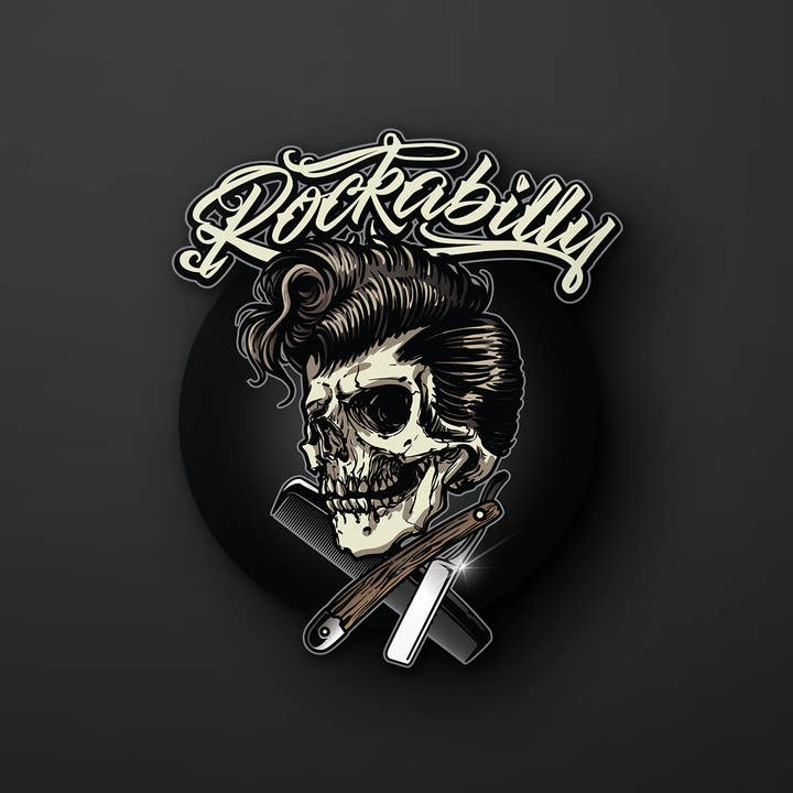 PiggyPrintStickers - Wholesale Sticker - Rockabilly Skull Sticker | Bold Retro Tattoo Design | Decal2