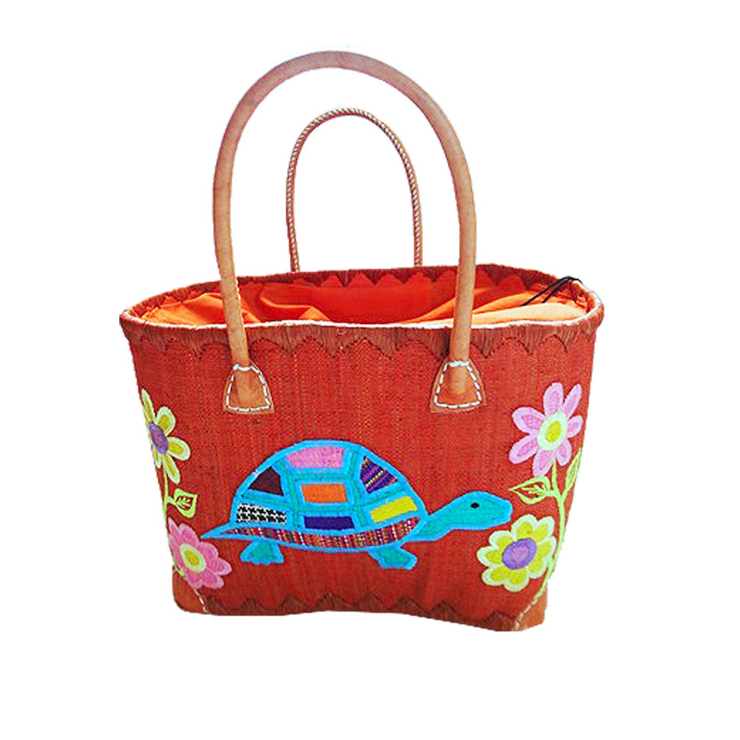 Le comptoir de la plage - Venta al por mayor Bolsa de playa - Cestas Rabane con estampado de TORTUGAS bordado en varios colores1