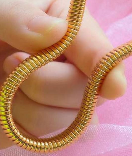 HoopLa - Wholesale Bangle Bracelet -  Cobra Tobogas Omega Stretch -Waterproof- 14K Gold-PVD5