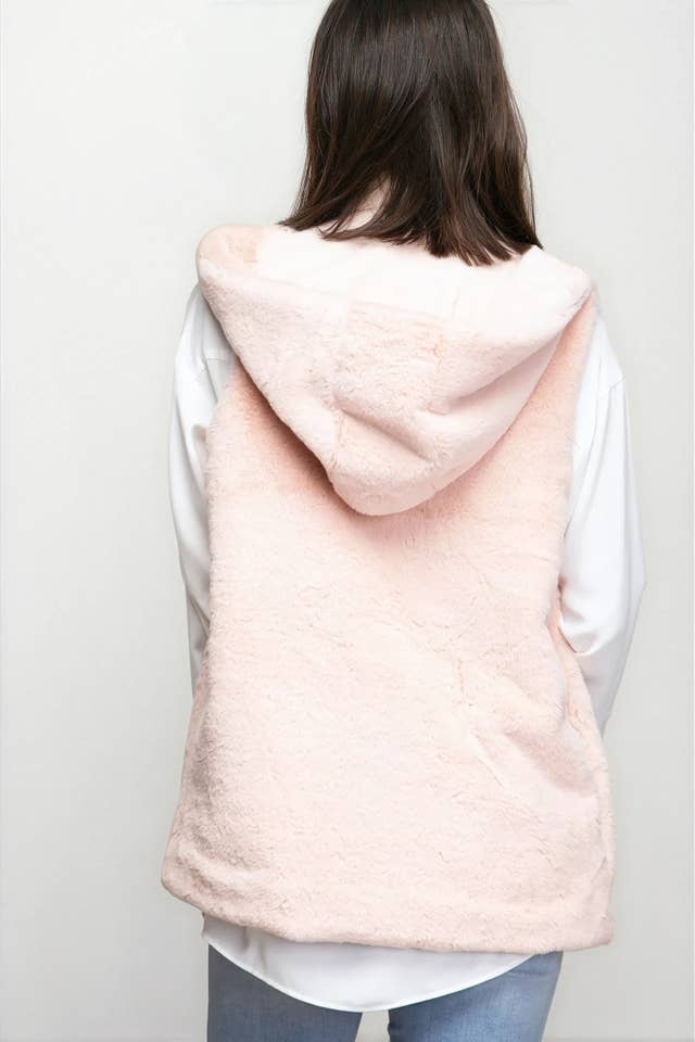 Naked Zebra - Vente Veste sans manches – femme - Gilet à capuche en fausse fourrure1