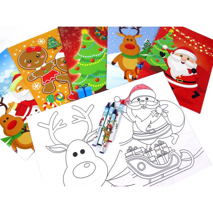 Tiny Mills – wholesale Colouring book – Child & baby – Christmas Santa Coloring Books with Crayons - 12 Sets