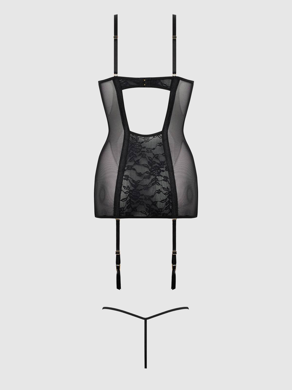 Black GIA LACE CHEMISE & G-STRING SET for wholesale on Faire4