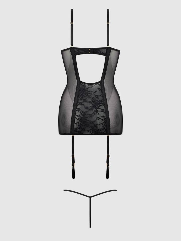 Black GIA LACE CHEMISE & G-STRING SET for wholesale on Faire4