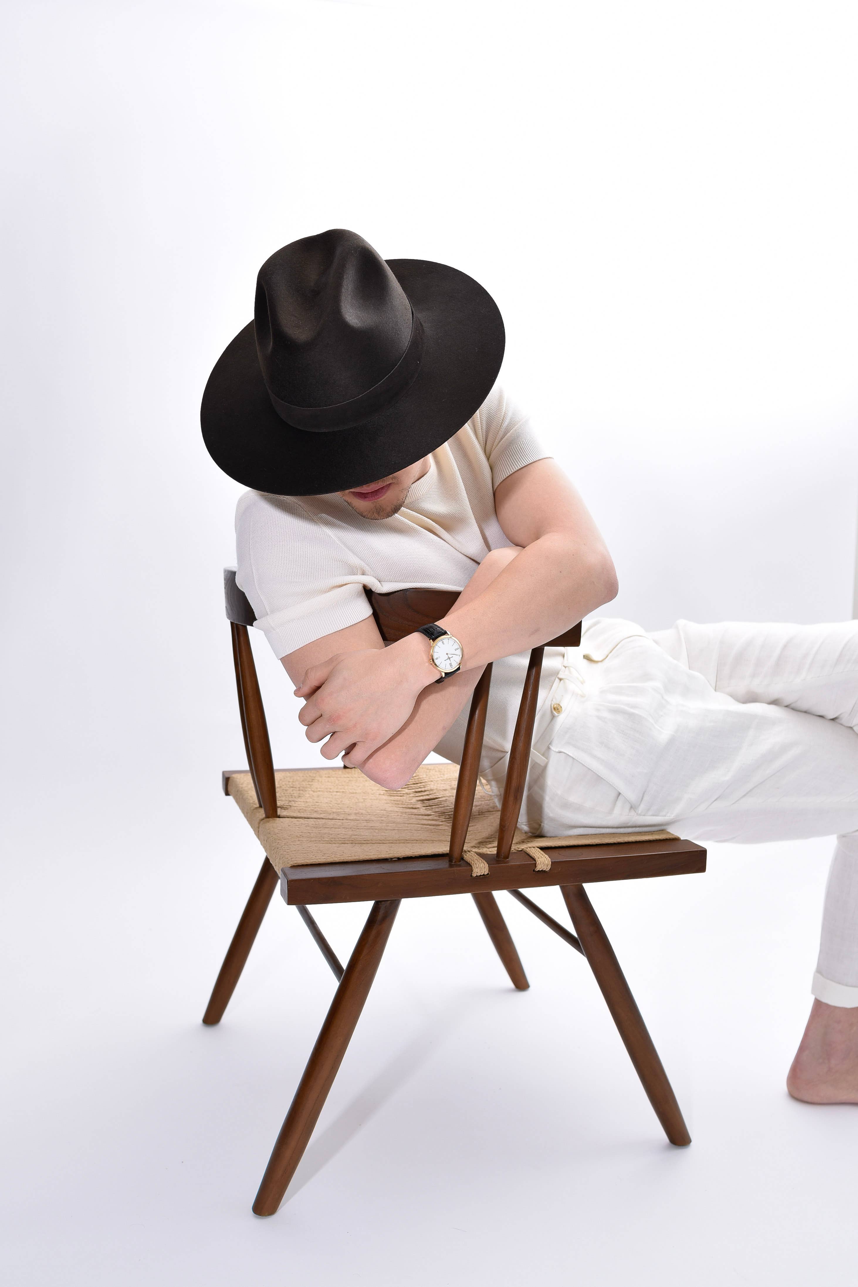 Americo Hat Company - Vente Chapeau en feutre – unisexe - Fedora à bord plat en laine « Domenico »7