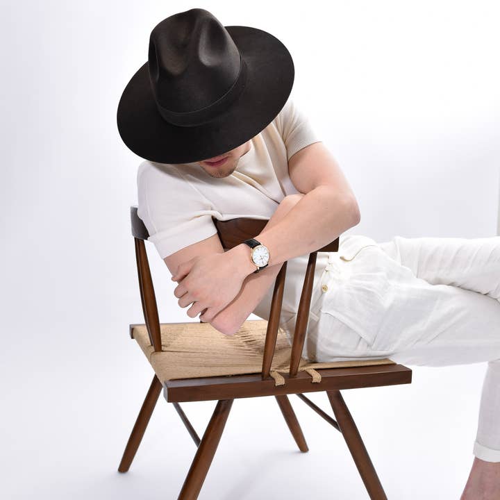 Americo Hat Company - Vente Chapeau en feutre – unisexe - Fedora à bord plat en laine « Domenico »7