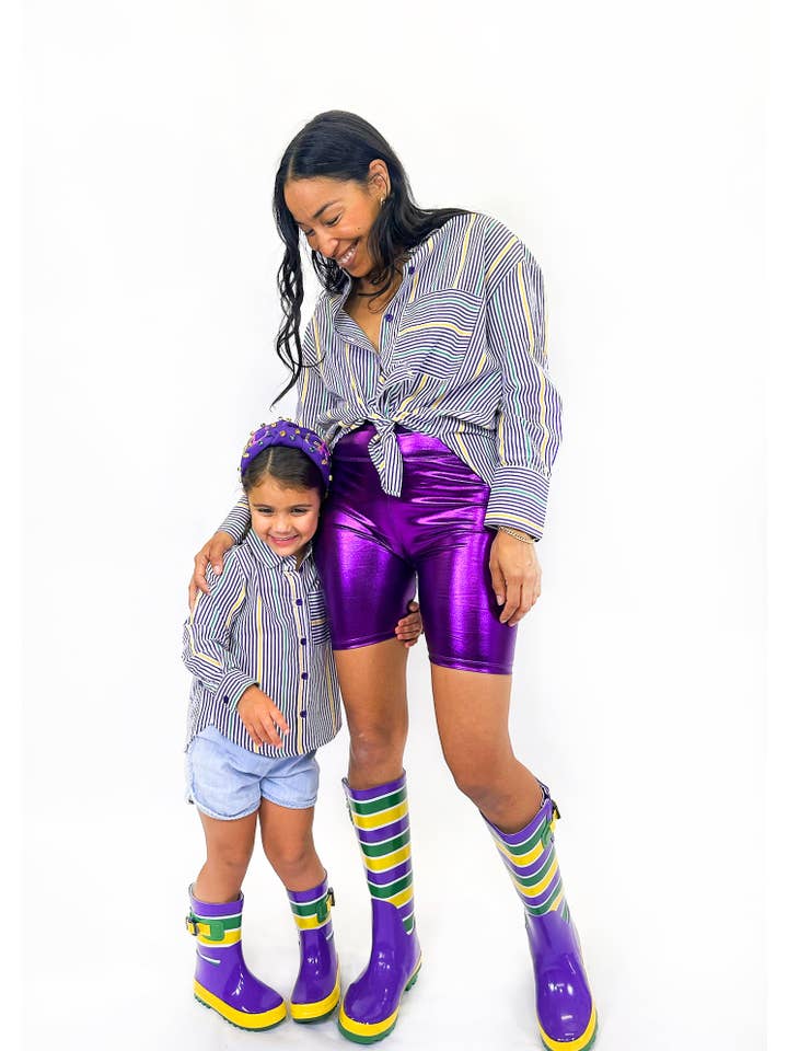Mardi Gras Creations - Wholesale Rain Boots - Kids - Unisex Striped Rain Boots - Toddler1