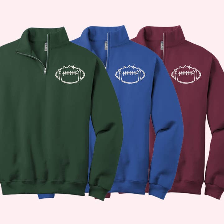 Southern N Savvy - Wholesale Sweatshirt – Women's - Game Day | Embroider Quarter ZIP