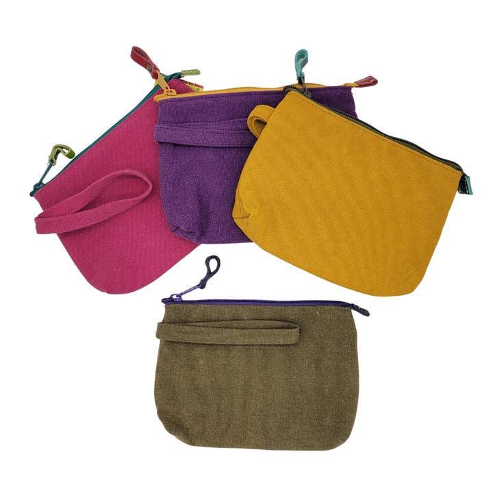 Tricolor Wristlet | Cotton Canvas with Leather Accents for wholesale by Unique Batik Fair Trade