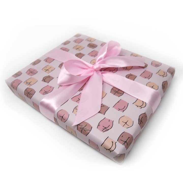 Unblushing – wholesale Flat wrap – Funny Mature Bachelorette Gag Gift Wrap - Butt (Sheets)1