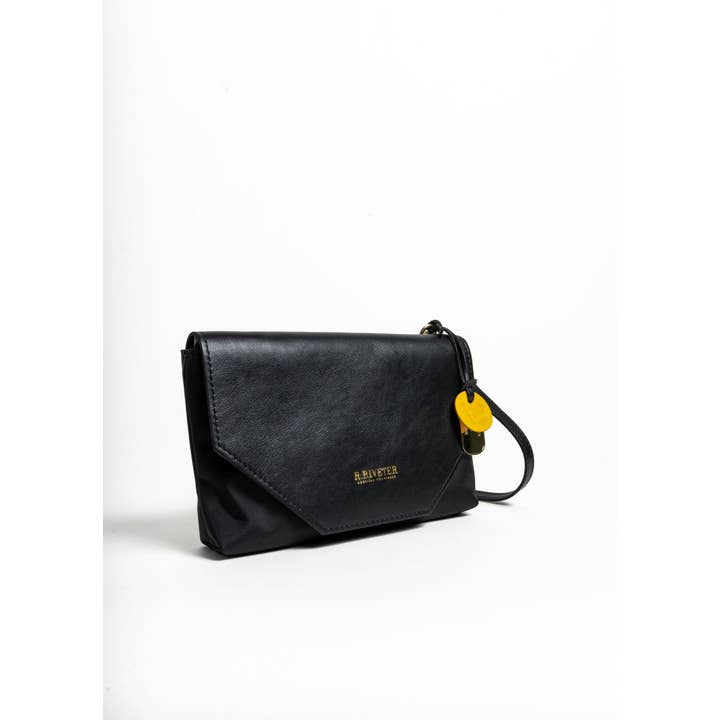 R.Riveter - Wholesale Crossbody Bag - Women's - Patton | Black Nylon + Black Leather