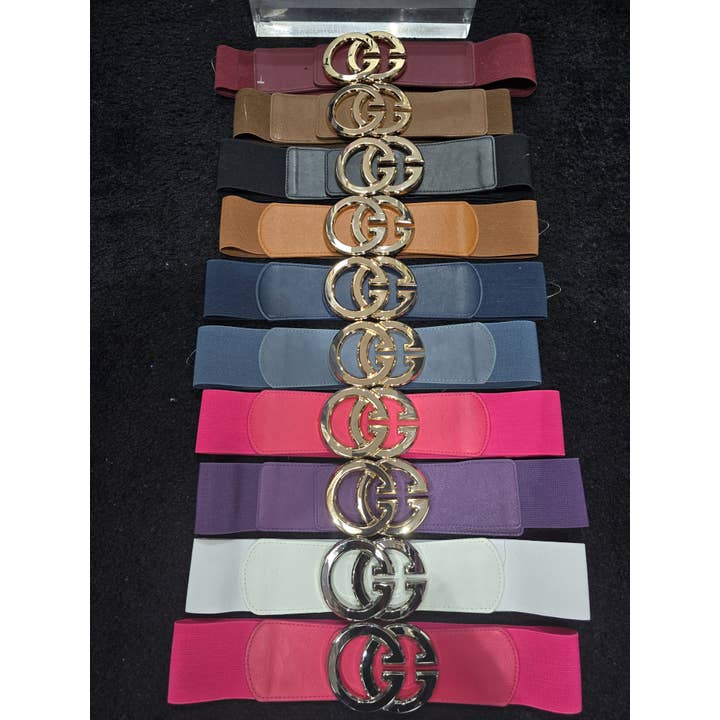 Kurt Muller - Wholesale Belt - Women's - Silver/ Gold GG Buckle Stretch Belts1