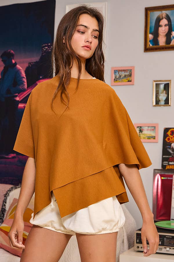 Ivory IT2115 Asymmetric & Crossover Hemline Poncho Top for wholesale on Faire16