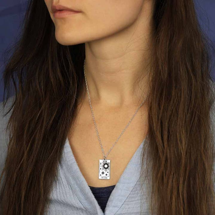 Nina Designs - Wholesale Pendant/Charm Necklace - Sterling Silver Star Tarot Card Necklace