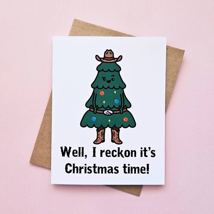 Cowboy Christmas Tree greeting card for wholesale by These Things