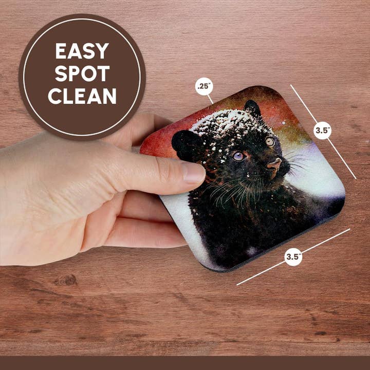 3dRose - Wholesale Coasters - 3dRose, Baby Panther Image Of Watercolor Painting, Coaster13