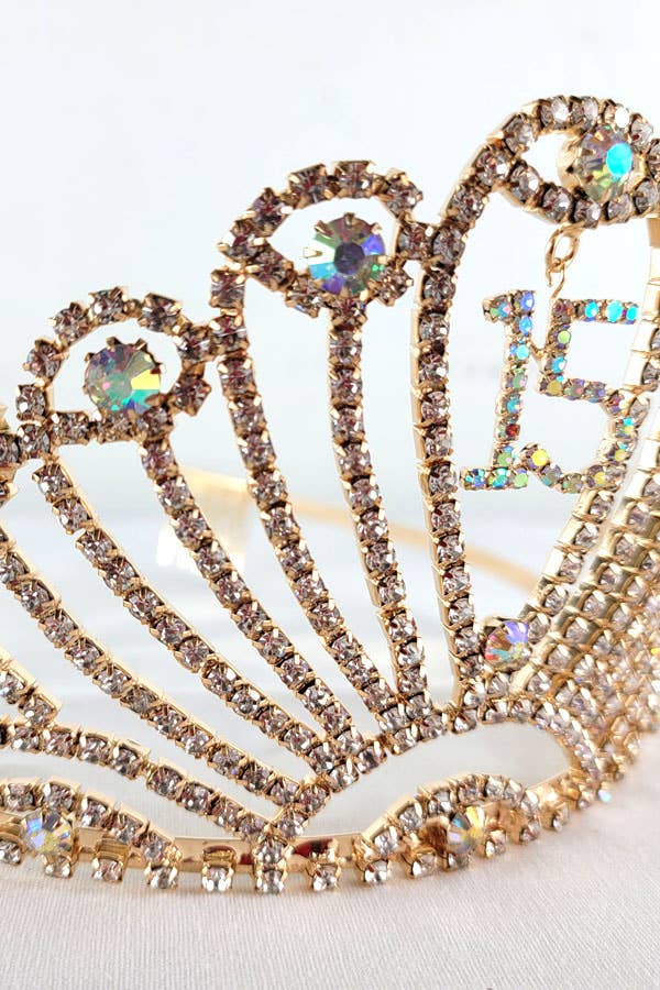 Chicas - Wholesale Tiara - Dames - Quinceanera tiara met juwelen en hanger, 15-delig, HT9087