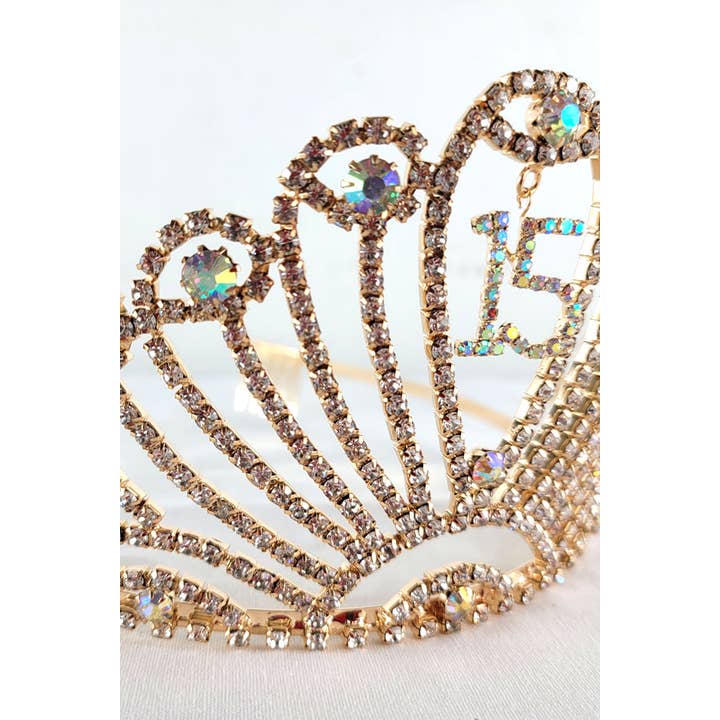 Chicas - Wholesale Tiara - Dames - Quinceanera tiara met juwelen en hanger, 15-delig, HT9087