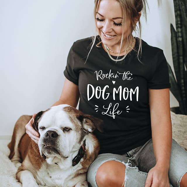 Rockin The Dog Mom Life T-Shirt Puppy Pet Mama Tee Shirt for wholesale by Zoe Creative Co