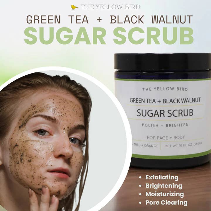 The Yellow Bird – wholesale Body scrub/exfoliant – Green Tea + Black Walnut Scrub2