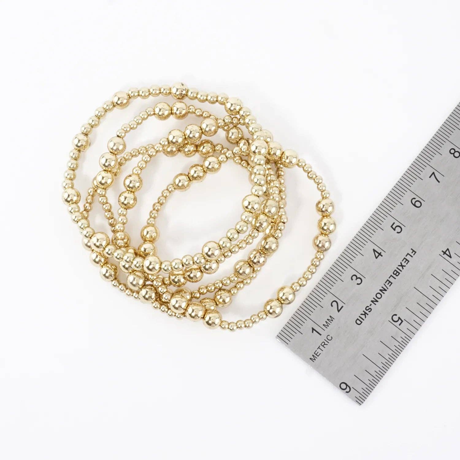 Wild Honey - Wholesale Jewelry Set - 5PC Station Metallic Beads Stretch Bracelets Set3