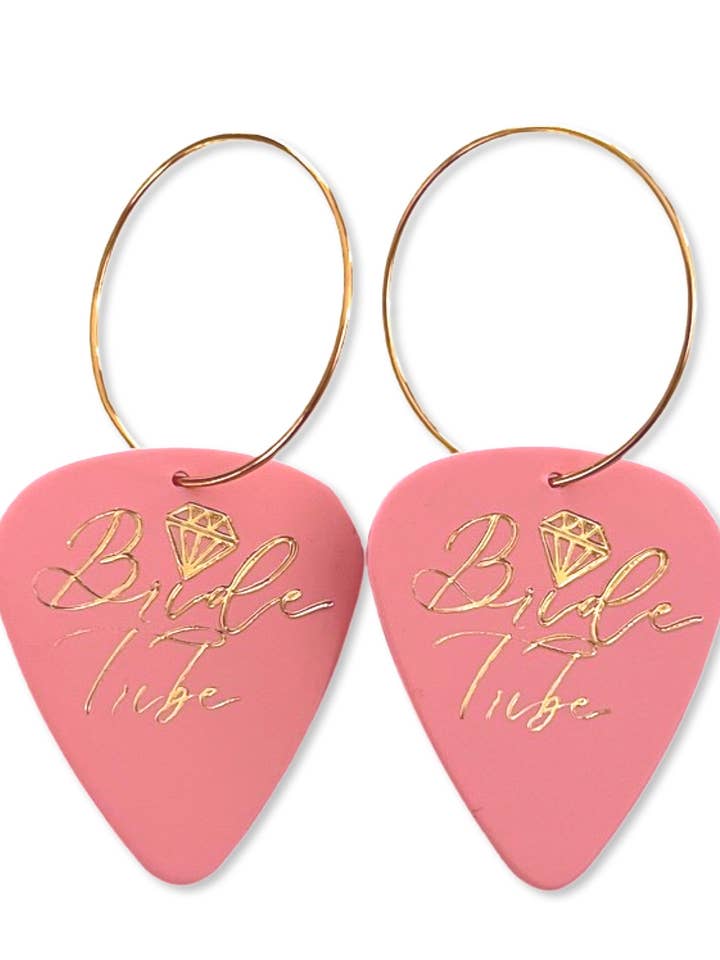Boucles d'oreilles à culot de guitare simple réversibles Bride Tribe en or rose pour la vente par Groupie Love