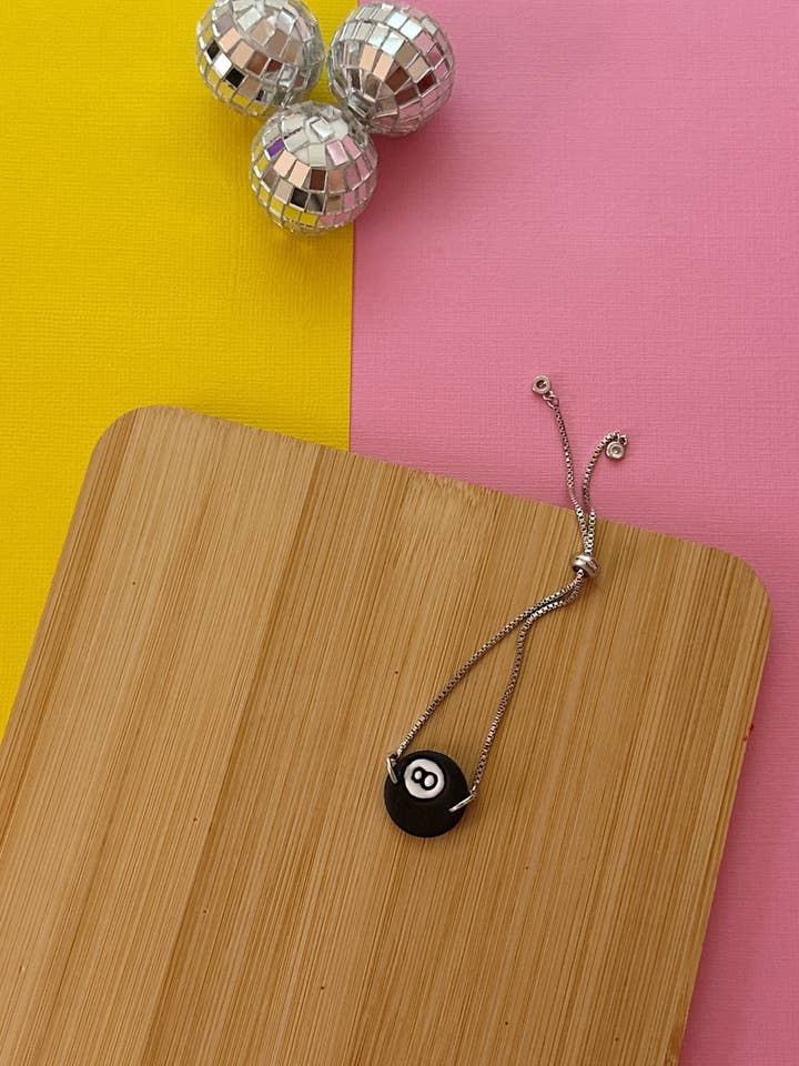 8 Ball Adjustable Bracelet | Polymer Clay Bracelet for wholesale by Easy Peasy Cutters