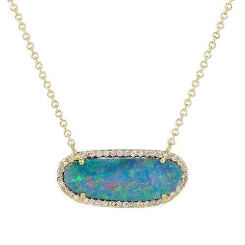 Diamond Australian Opal Necklace in Gold for wholesale by Jewels of Mewar