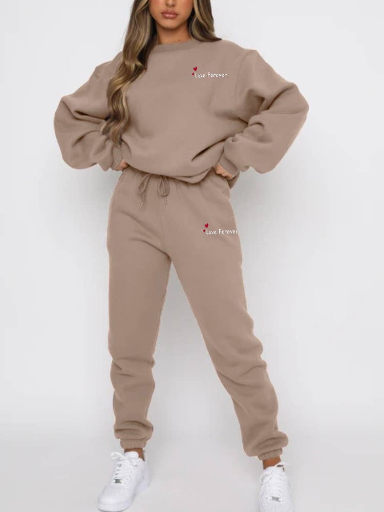 Rosa Clothing - Wholesale Top & Pant Set (NOT Loungewear) - Women's - Hearts Leisure Letter Print Long SleeveSweatshirt Set16