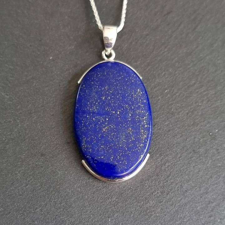 Ciondolo Ovale Grande in Lapislazzuli | Argento 925, LLP3 per la vendita all'ingrosso da parte di Mistry Gems