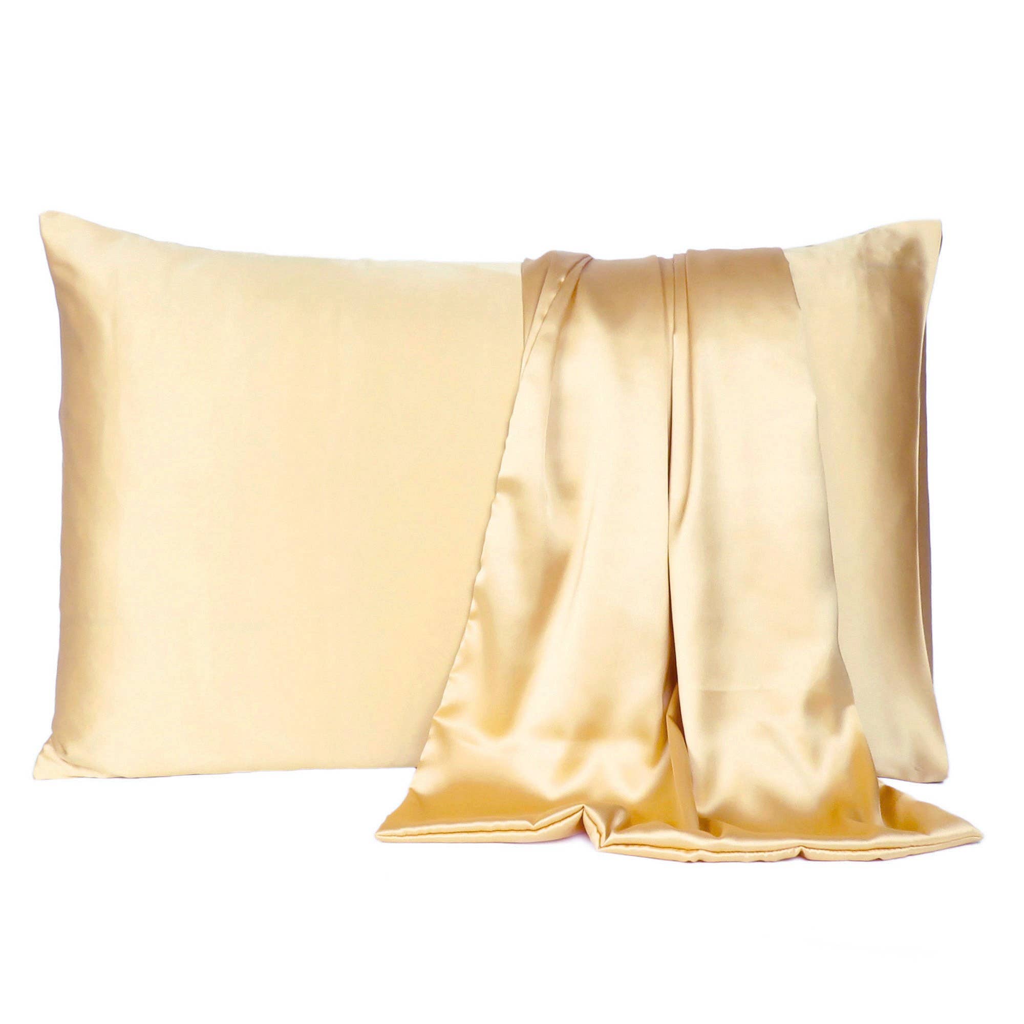 HomeRoots – wholesale Bedding set – Pale Yellow Dreamy Set Of 2 Silky Satin Queen Pillowcases0